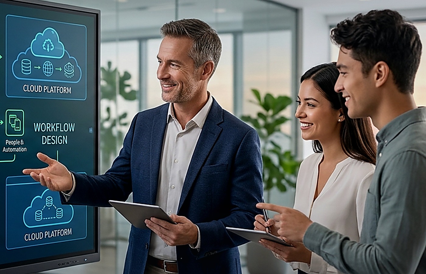 AI architecture planning session with executives
